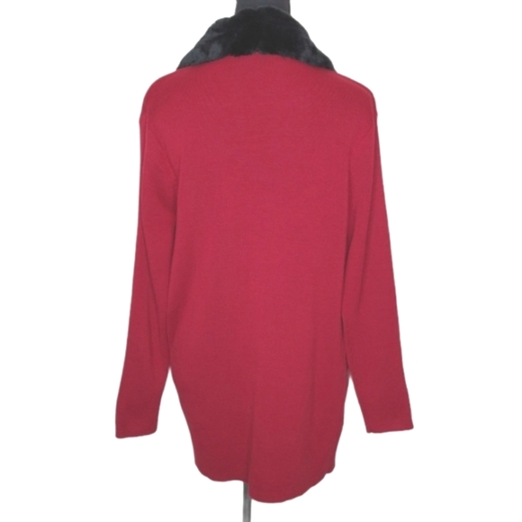 Dialogue Size XS Merino Wool Open Cardigan Removable Faux Fur - Picture 8 of 12